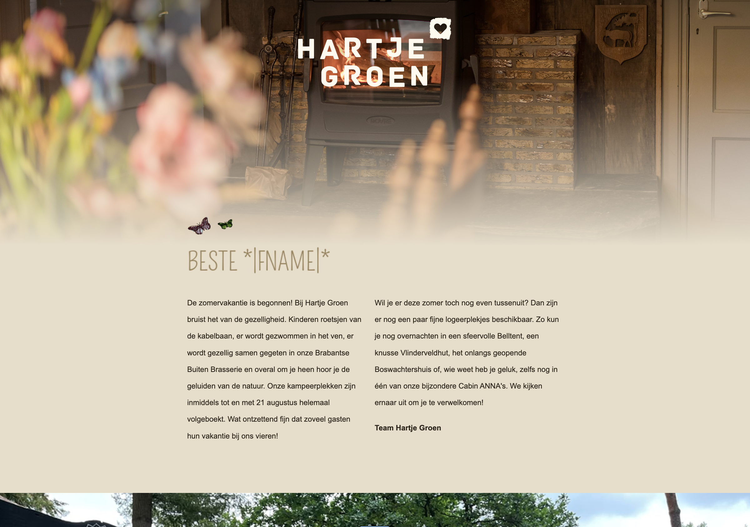 Een onderdeel van de nieuwe nieuwsbrief voor Charme camping Hartje Groen
