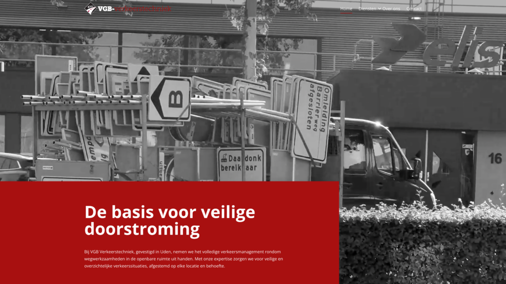 Een screenshot van de VGB verkeerstechniek website